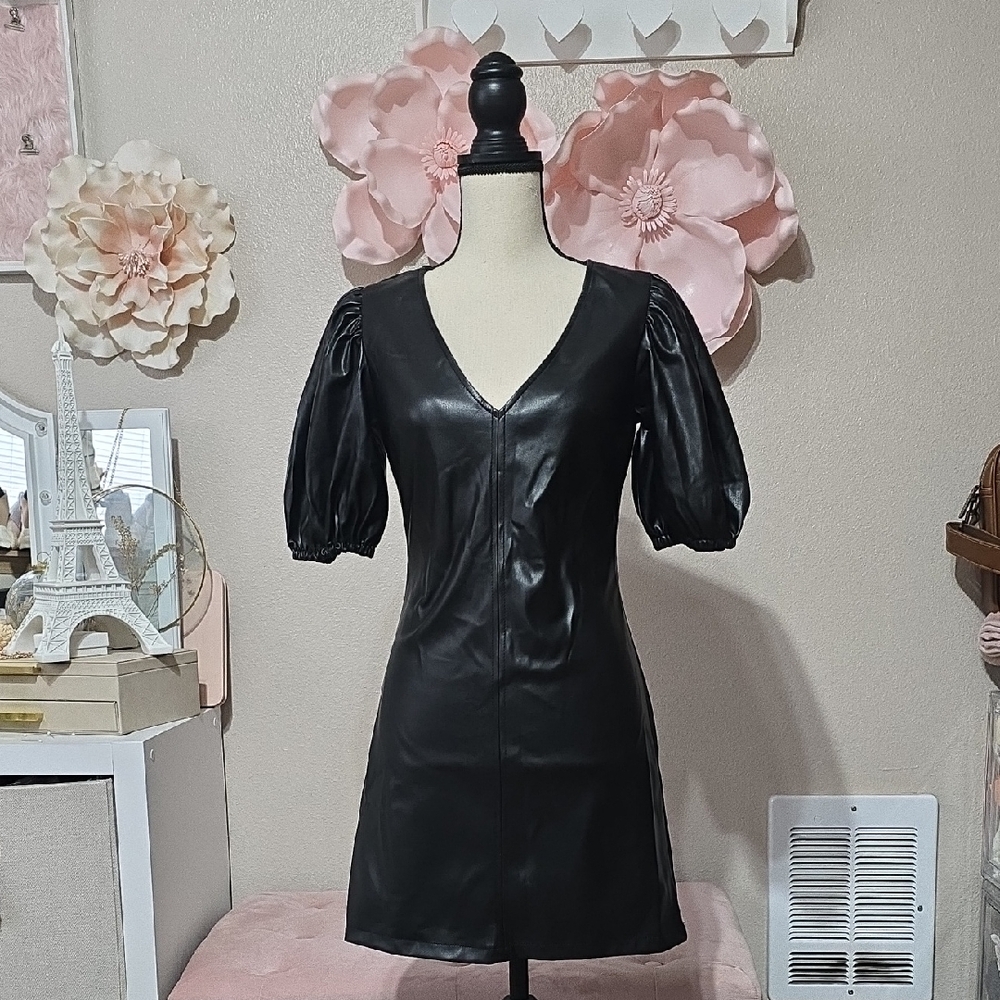 Forever 21 Black Faux Leather Mini Dress